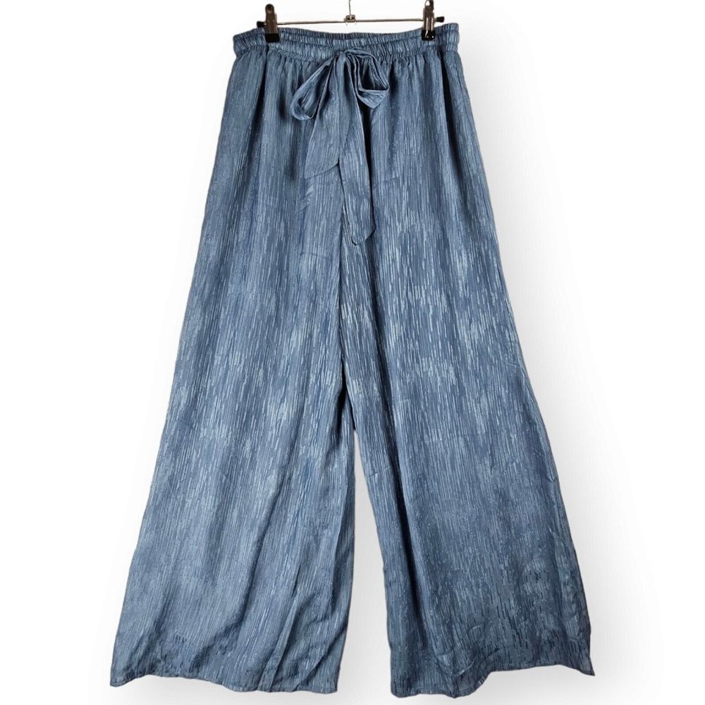 Lost + Wander Large Monaco Blue Crop Wide Leg Flared Oversized Flowy Boho Pants